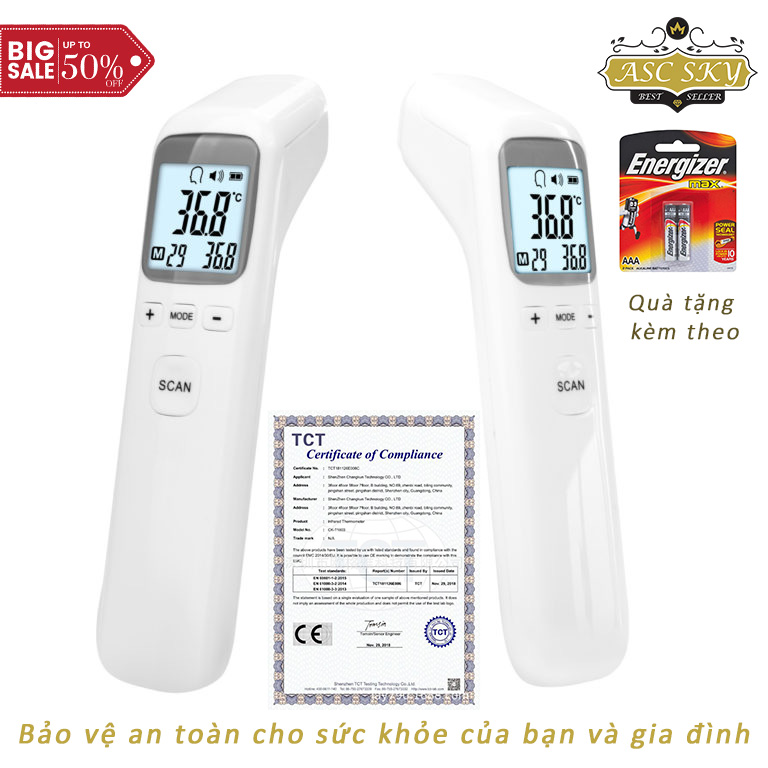Máy Bắn Nhiệt Kế Hồng Ngoại CK T1803, Máy Đo Nhiệt Độ Cơ Thể Chính Xác, Bảo Vệ An Toàn Cho Bạn Và Gia Đình - Bảo Hành 6 Tháng - Tặng Kèm Cặp Pin