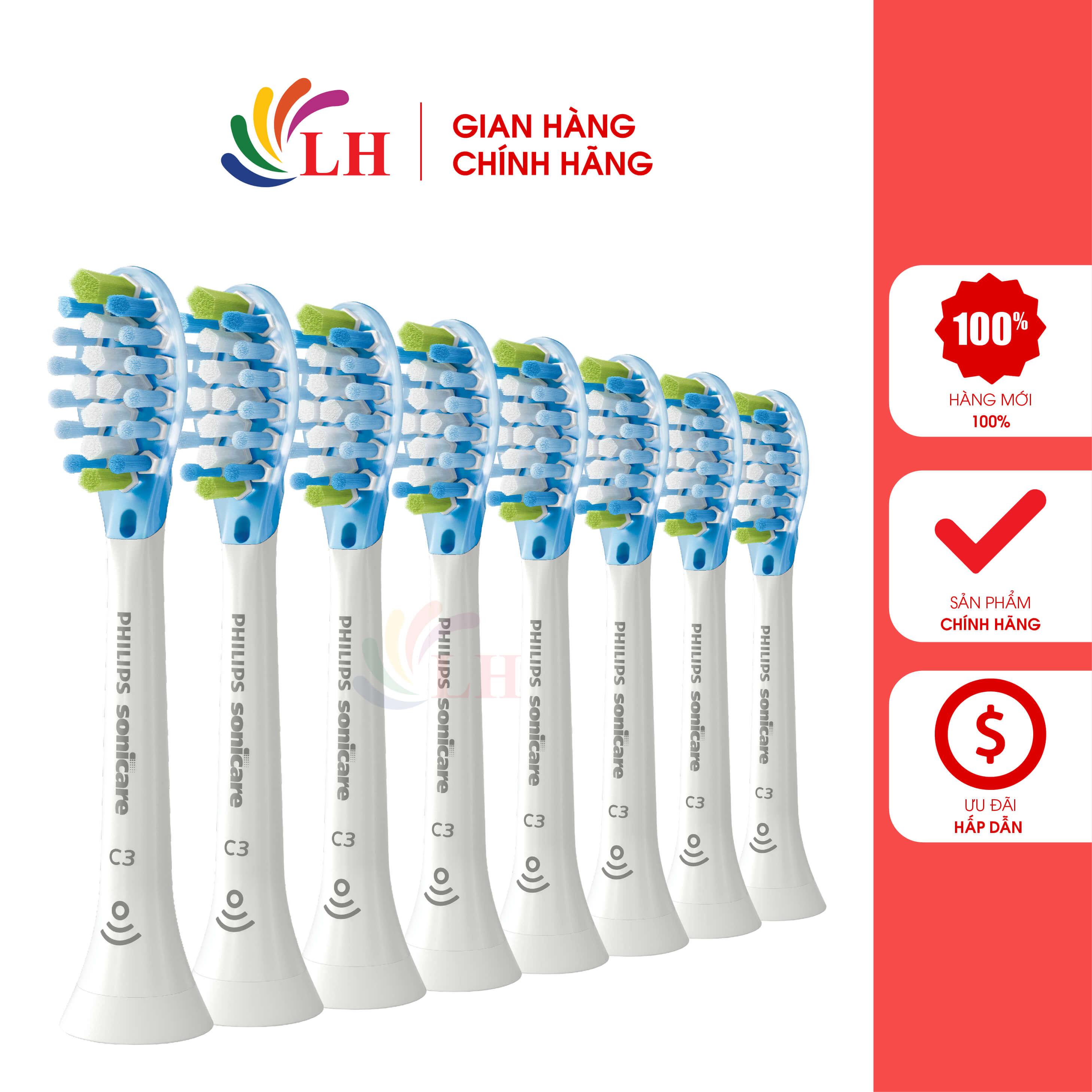 Đầu bàn chải thay thế bàn chải điện Philips Sonicare C3 Premium Plaque Defence HX904 - Thiết kế nhỏ gọn, dễ dàng tháo lắp