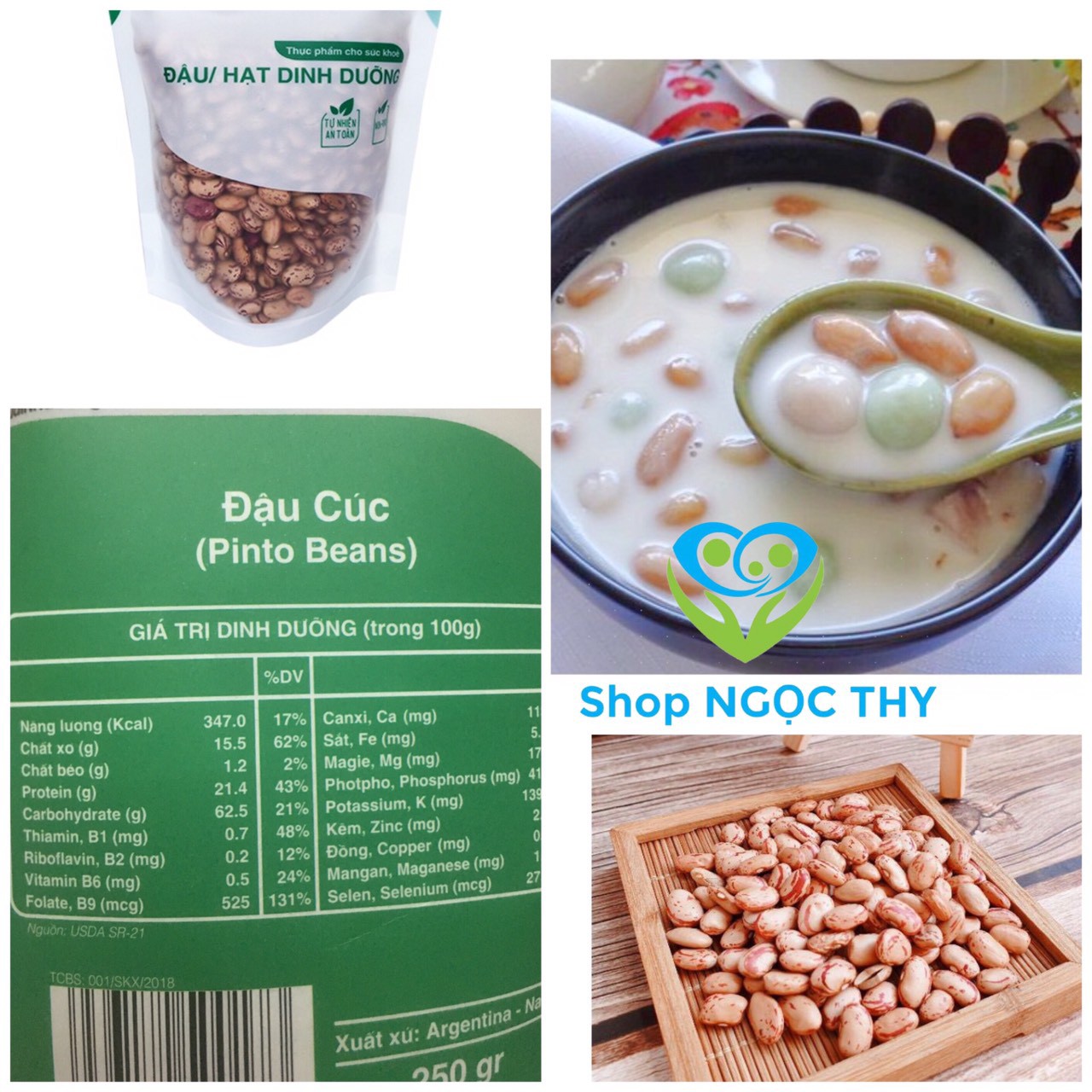 Đậu cúc Pinto Peas nhập khẩu Nam Mỹ gói 500gr