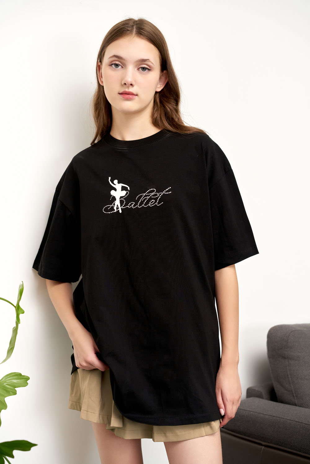 DOTTIE - Áo thun đính đá ballet - Đen - T0768 - Freesize