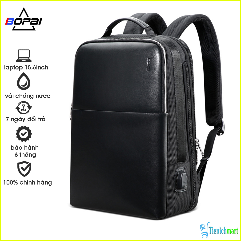 Balo cao cấp BOPAI 61-18911- Thời trang, phong cách doanh nhân, chống thấm nước, tích hợp cổng USB, có thể mở rộng