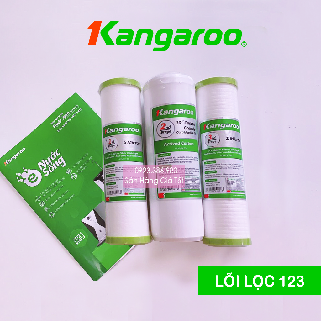 Combo bộ 3 lõi lọc nước 123 Kangaroo / Máy lọc nước Kangaroo