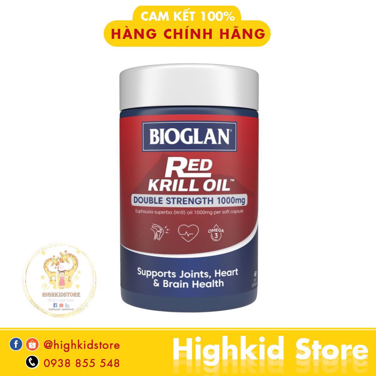 Viên uống Omega3 Bioglan Red Krill Oil hàm lượng 1000mg 60 Viên của Úc