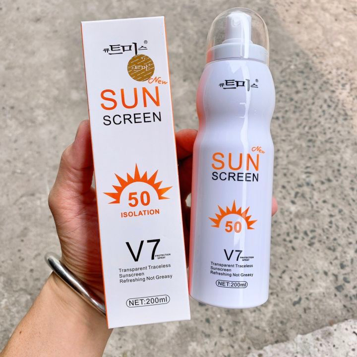 Kem chống nắng toàn thân SPF 50+ Sun Screen V7 Hàn Quốc 180ml, Xịt chống nắng body V7chống nắng cực kỳ hiệu quả, chống tia cực tím, tia UV