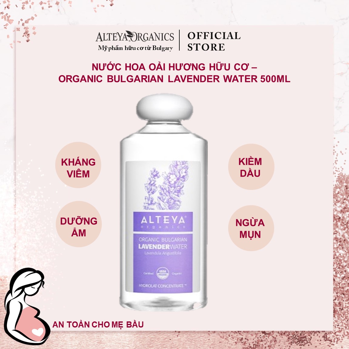 Nước Hoa Oải Hương Bulgaria Hữu Cơ Alteya Organic Bulgarian Lavender Water, 500ml