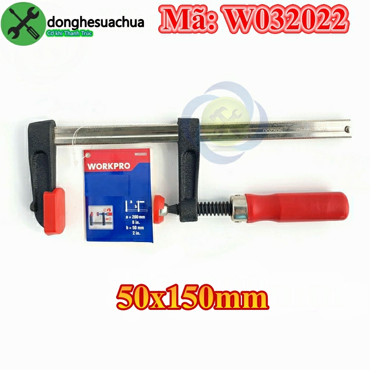 Kẹp gỗ chữ f workpro w032022 kích thước 50 x 150mm bằng thép