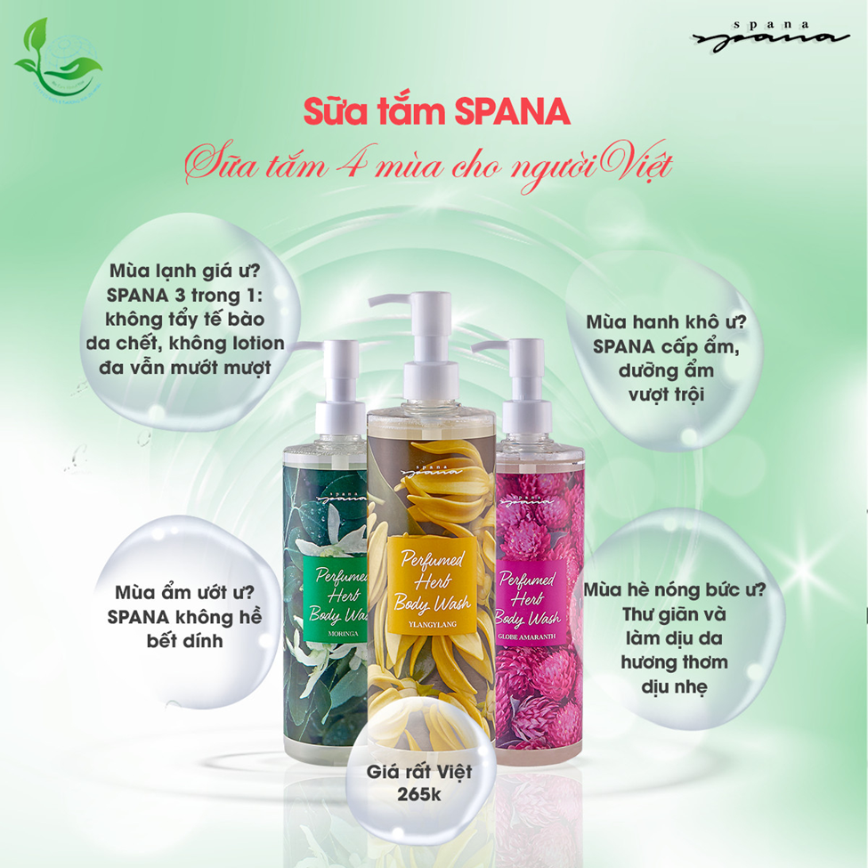 Sữa tắm hương hoa thảo mộc - Spana Perfumed Herb Body Wash chính hãng giá tốt - chai 500ml - Sữa tắm 4 mùa cho người Việt - Kuchen Vietnam