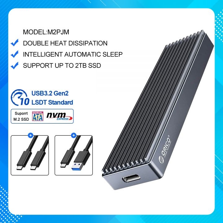 Box ổ cứng ssd m2 nvme và m2 sata orico m2pjm-c3 | chuyển ổ cứng ssd m2 nvme/sata sang usb type-c | m.2 ssd enclosure
