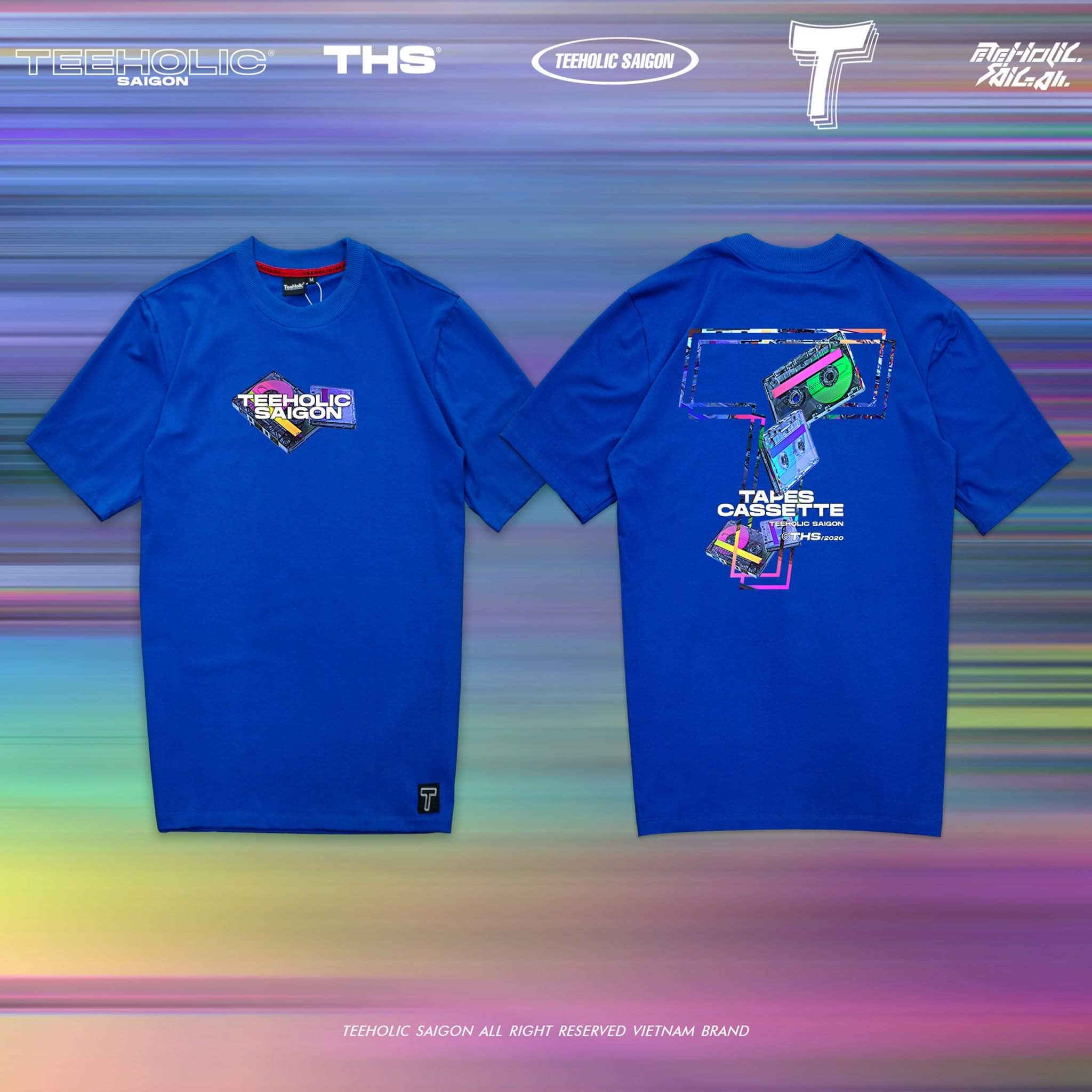 TEEHOLIC Áo Thun In Hình Băng Cassette Teeholic - Màu Đen Cam Xanh Dương