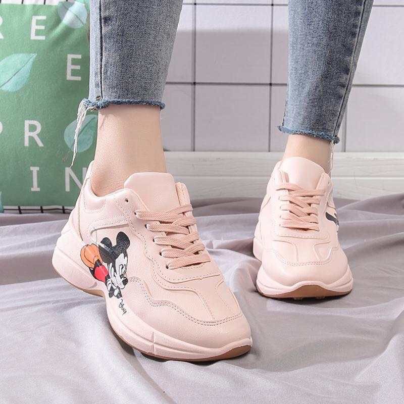 Giày thể thao GC Mickey 3 màu trắng, kem và hồng, chất da siêu đẹp, chống nhăn, đế độn cao, phong cách thời trang ulzzang hàn quốc năng động, cá tính, dễ phối đồ đi học, đi chơi, mẫu giày nữ sneaker hot 2023