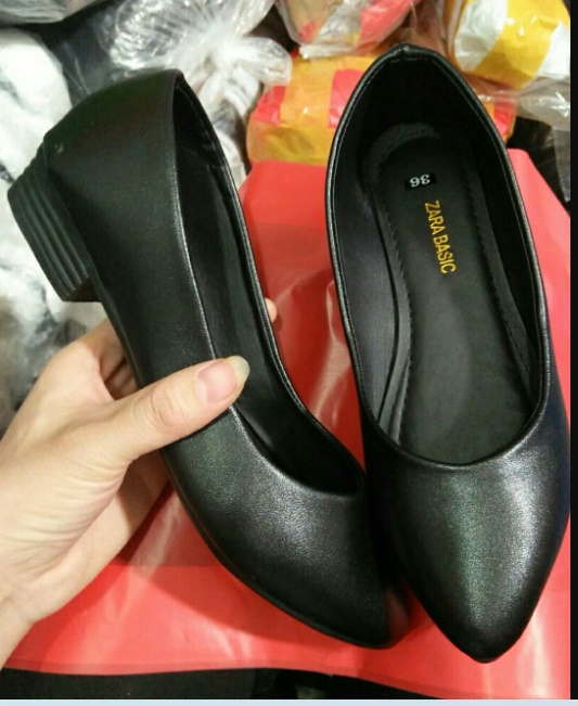 giày bệt 2p đen si mờ -kèm ảnh thật- giày phom nhỏ -khách nên đặt tăng 1 size