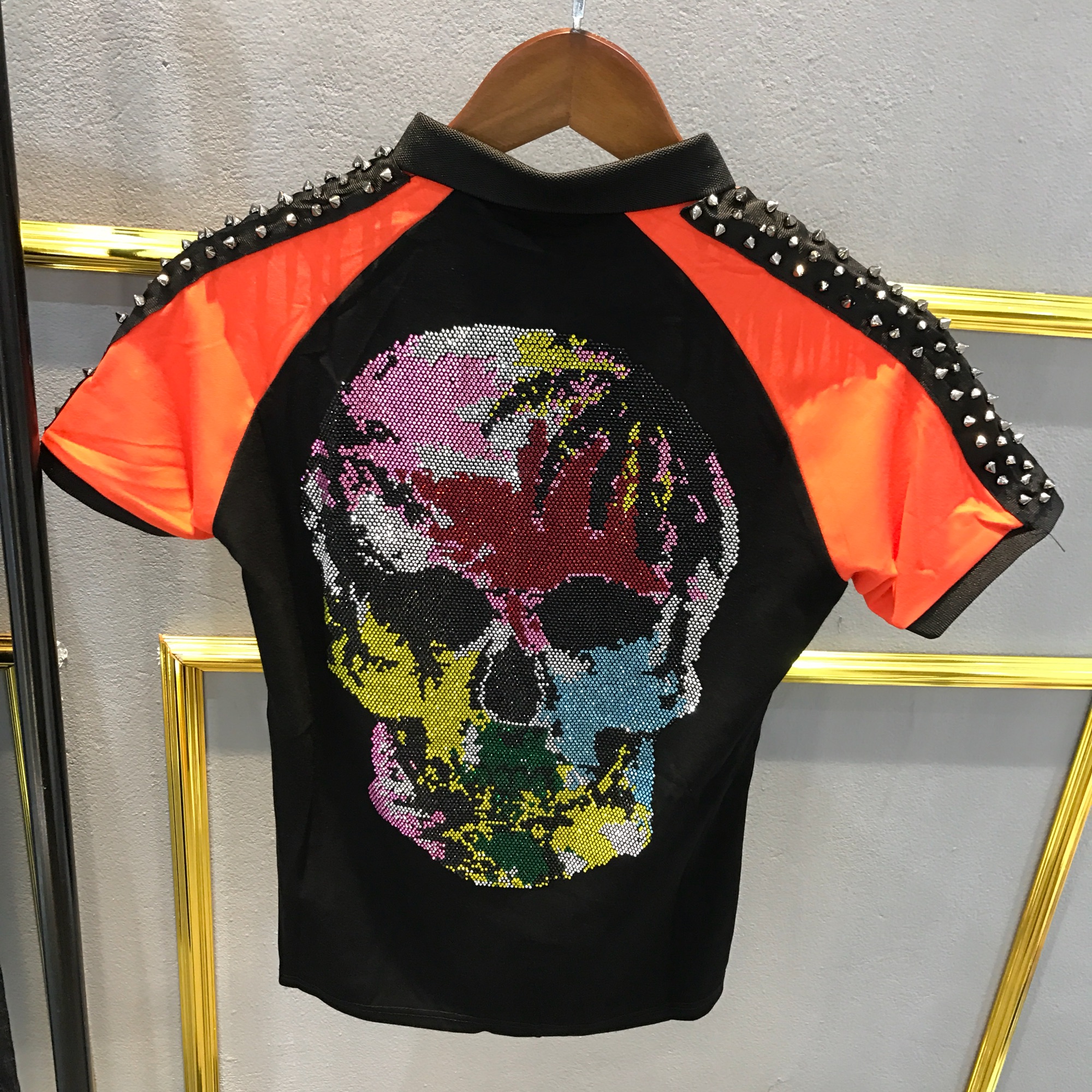 Polo đầu lâu đính đá