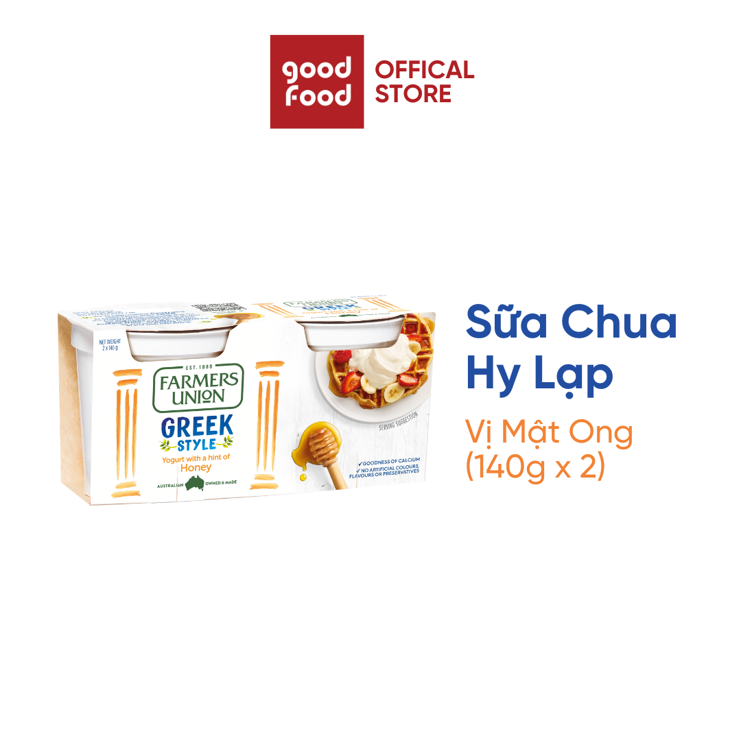 Sữa chua hy lạp vị mật ong Farmers Union Greek style real honey yogurt lốc 140gx2 đẹp da tốt cho sức khỏe
