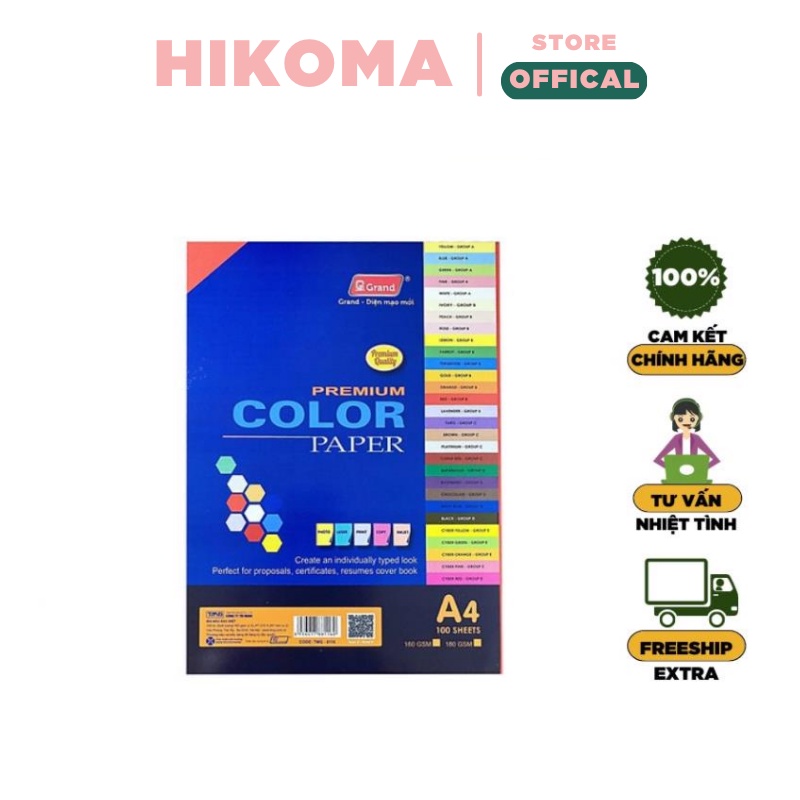 Giấy bìa màu đỏ A4 ( Bìa màu đặc biệt - thếp 100 tờ) - HIKOMA STORE