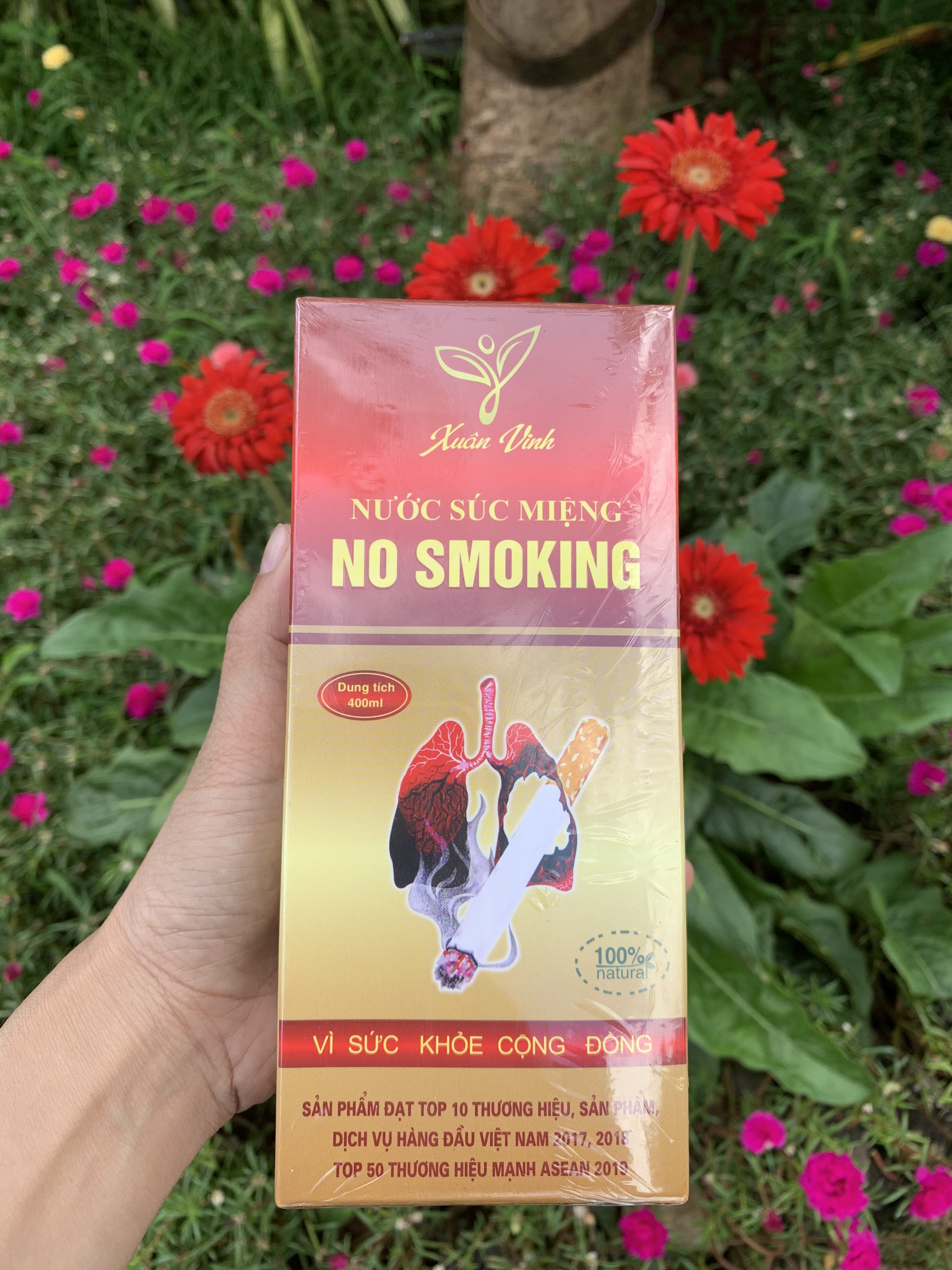 Nước súc miệng cai thuốc lá, thuốc lào no smoking xuân vinh.400ml. date xa 2025