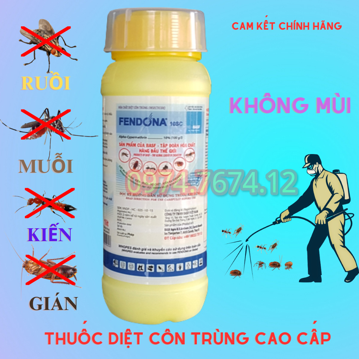 (Chính hãng) Thuốc Diệt Kiến Ba Khoang và Côn Trùng gây hại - Fendona 10SC (BASF-ĐỨC) 1000ml - An toàn - Hiệu quả - Uy tín - Chất lượng