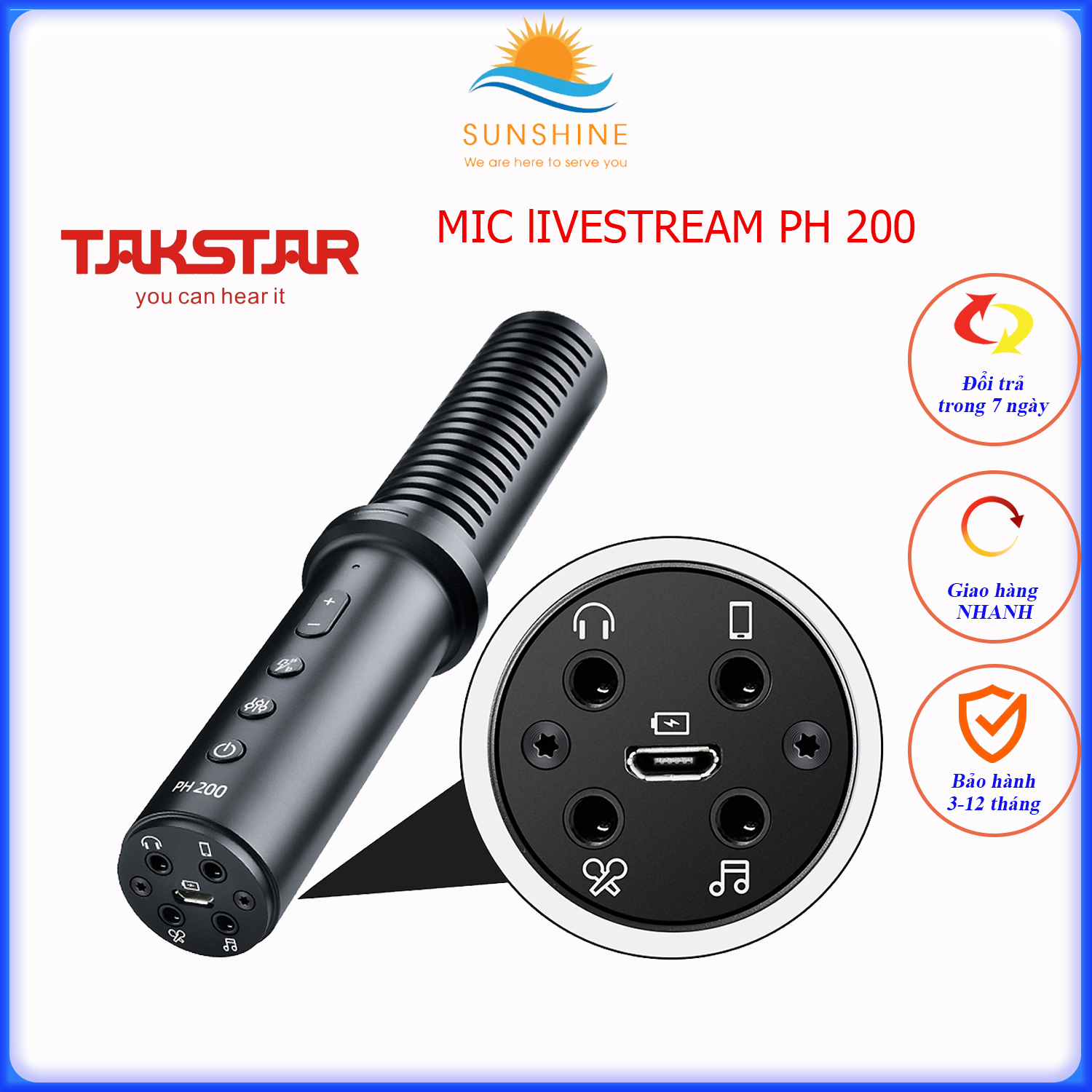 Takstar PH200 mic thu âm đa năng, mic hát karaoke, livestream trực tiếp trên điện thoại và máy tính