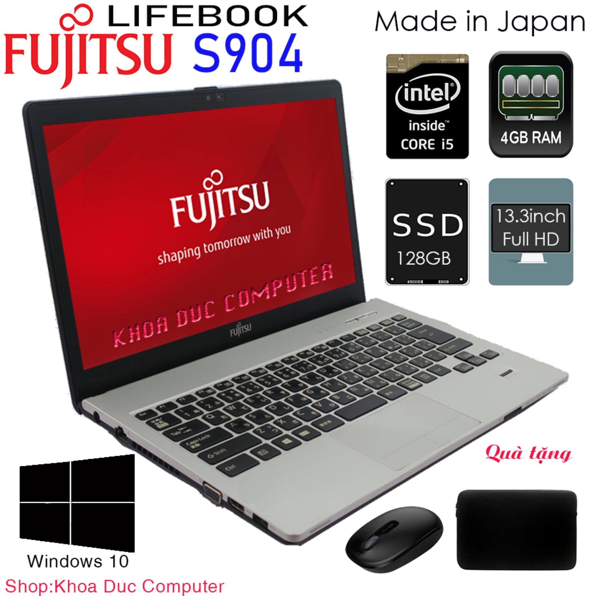 [Trả góp 0%]Laptop FUJITSU LifeBook S904 Core i5-4300U 4gb Ram 128gb SSD 13.3inch Full HD pin 6 giờ vỏ nhôm siêu nhẹ