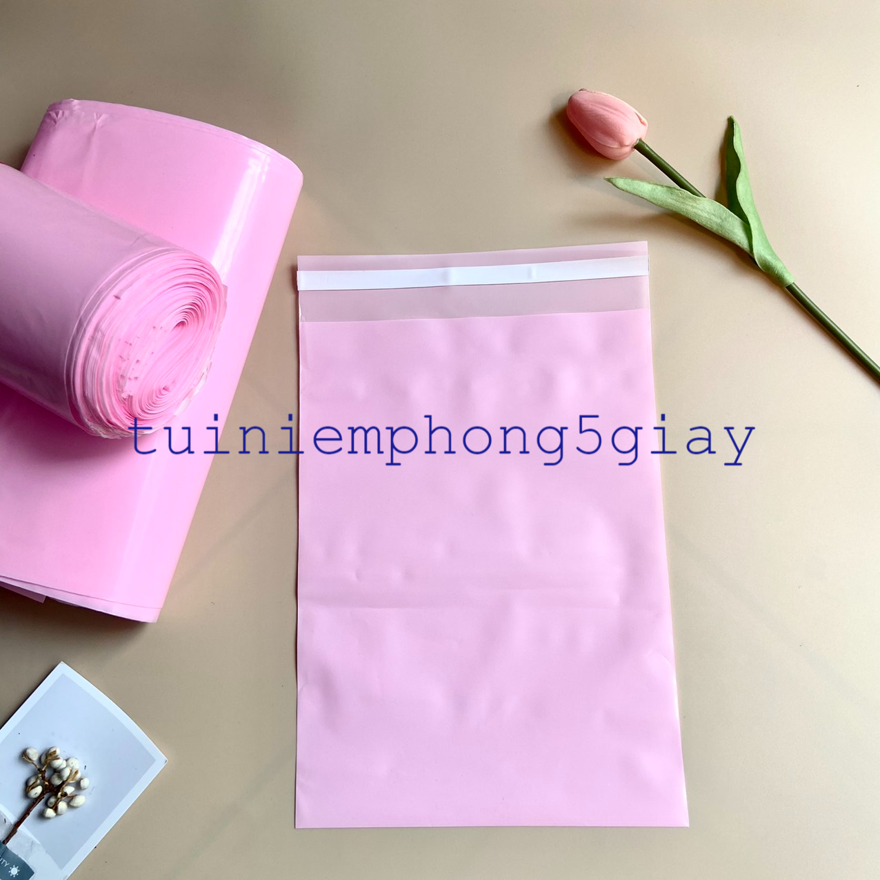 [Màu Hồng–Siêu Dày-Đủ size] Cuộn 100 Túi gói hàng niêm phong tự dính - túi đóng hàng chuyển phát nhanh có sẵn keo dính – 5 GIÂY