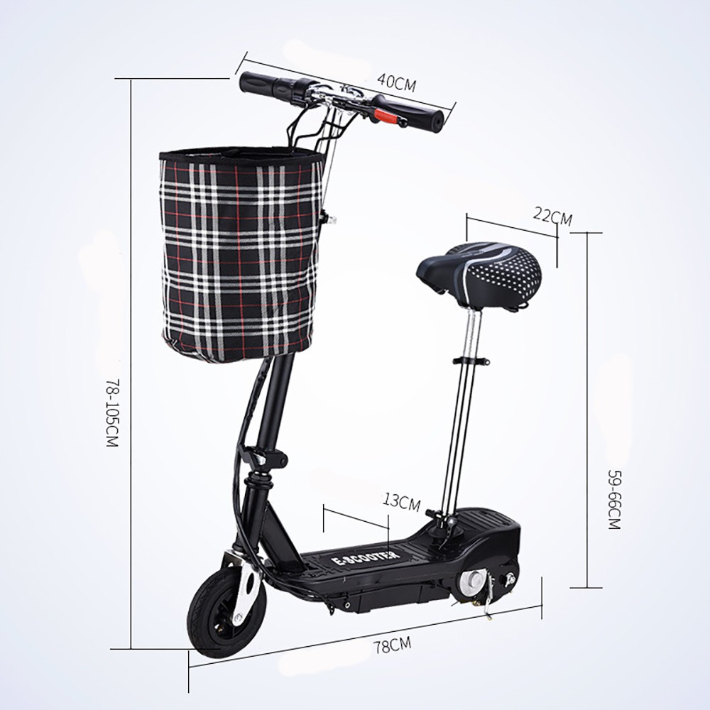 Xe điện mini E-Scooter phiên bản cao cấp dễ dàng gấp gọn, có với hệ thống hấp thụ sốc giỏ đựng đồ đa năng cao cấp, tải trọng 80kg, BH 3 năm