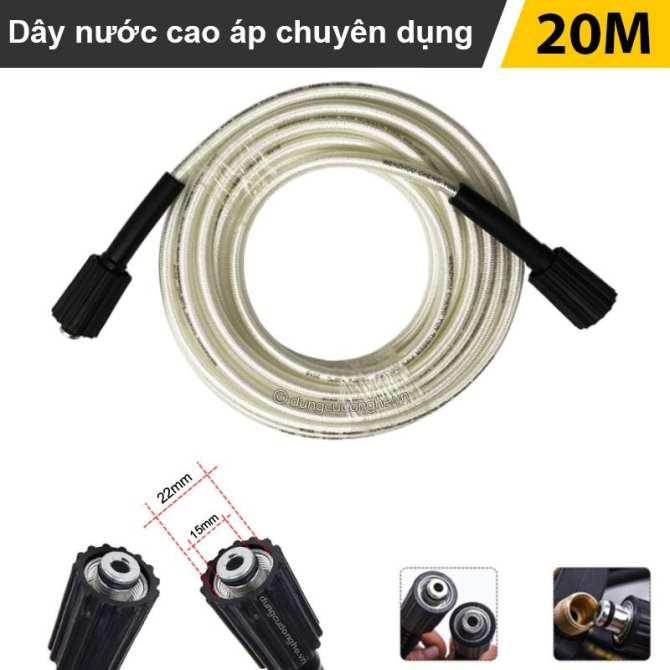 Ống Dây Rửa Xe 20M Dùng Cho Máy Bơm Xịt Rửa Áp Lực Cao-Ren Trong 22mm