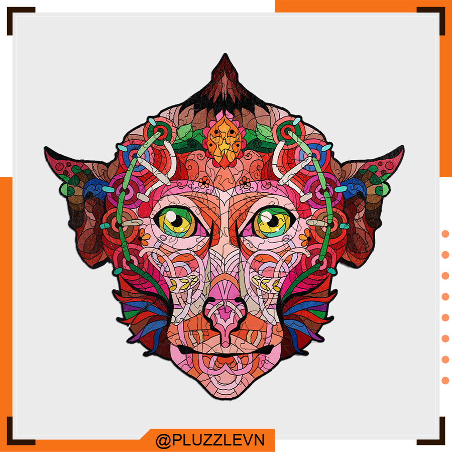 Puzzle bộ xếp hình gỗ 12 con giáp bởi pluzzle - hình con khỉ - thân – pz139