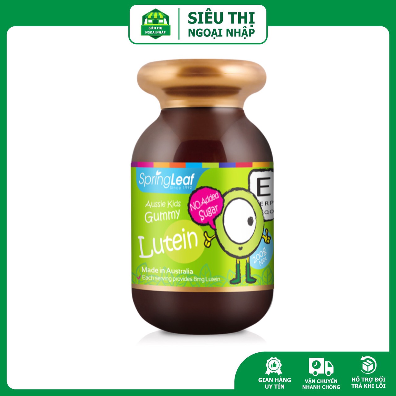 Kẹo dẻo hỗ trợ bổ mắt thị lực Spring Leaf Gummies Lutein cho bé Springleaf