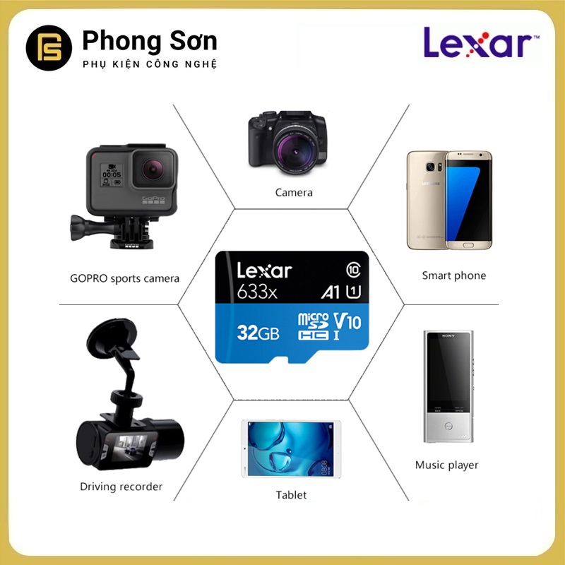 Thẻ nhớ Lexar 32GB Micro SDHC 633X (95MB/s) dùng cho máy ảnh, flycam, camera hành động, camera IP, chịu nhiệt cao ,BH 60 Tháng