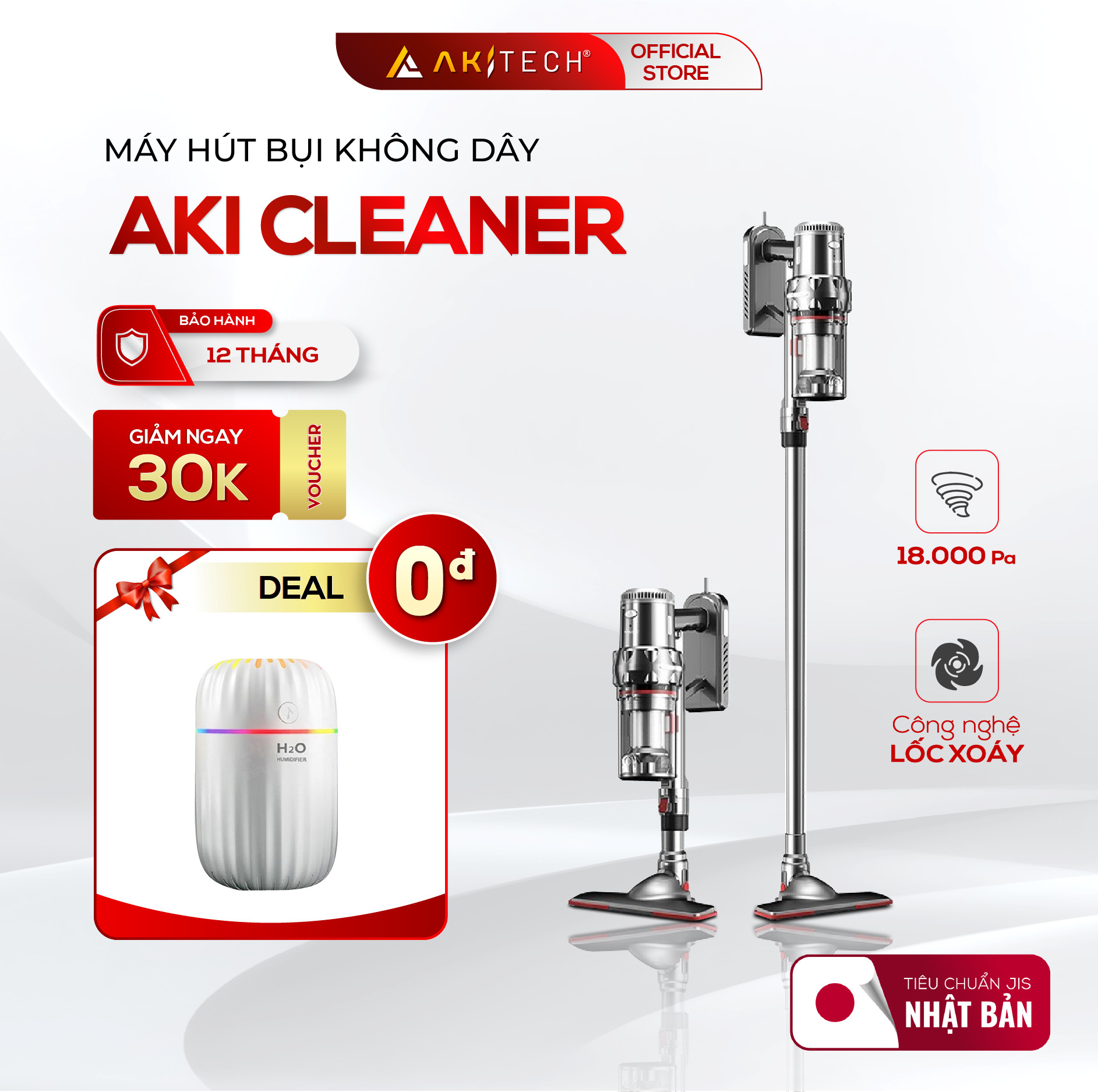 Máy hút bụi cầm tay đa năng aki cleaner hút bụi gia đình, giường, đệm, sofa, xe hơi lực hút 21000pa