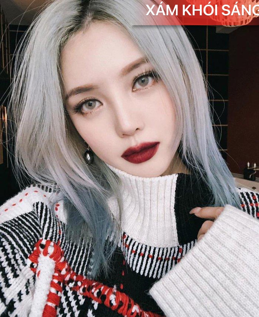 Tự nhuộm tóc màu Xám khói sáng tại nhà, hàng nội địa Việt Nam, không gây hư tổn cho tóc (Trọn bộ tặng gang tay, trợ nhuộm)