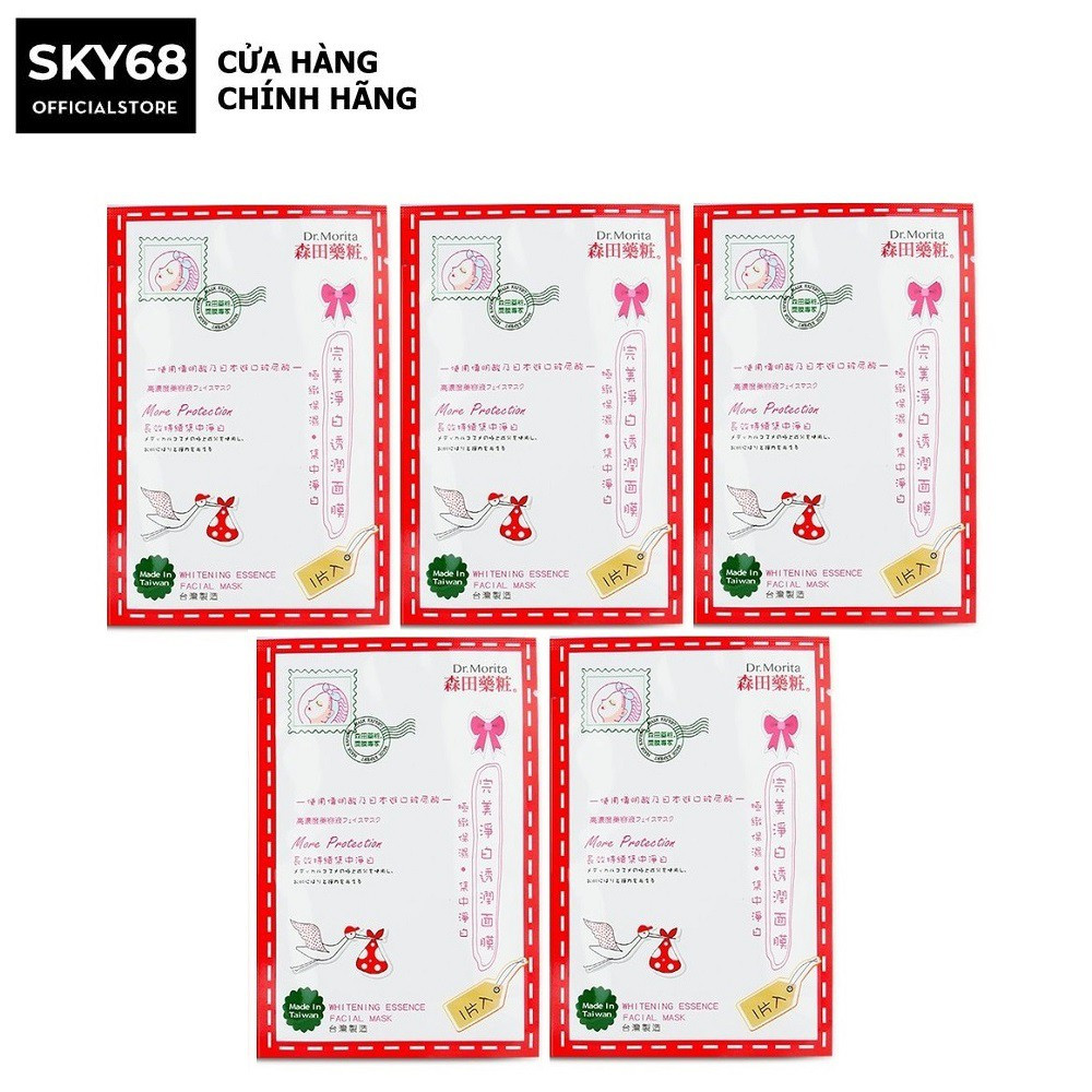 Combo 5 Mặt Nạ Cấp Ẩm, Dưỡng Trắng Giúp Da Căng Mịn Dr.Morita Whitening Essence Facial Mask 25g ( đỏ ) x 5