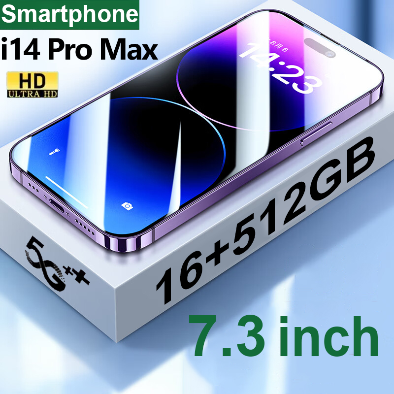 điện thoại ip14 pro max Chơi Trò chơi Hai Thẻ Sim Màn Hình 7.3inch Bộ nhớ 16512GB Camera 50108MP Pin 6000mAh Android rẻ cho học sinh