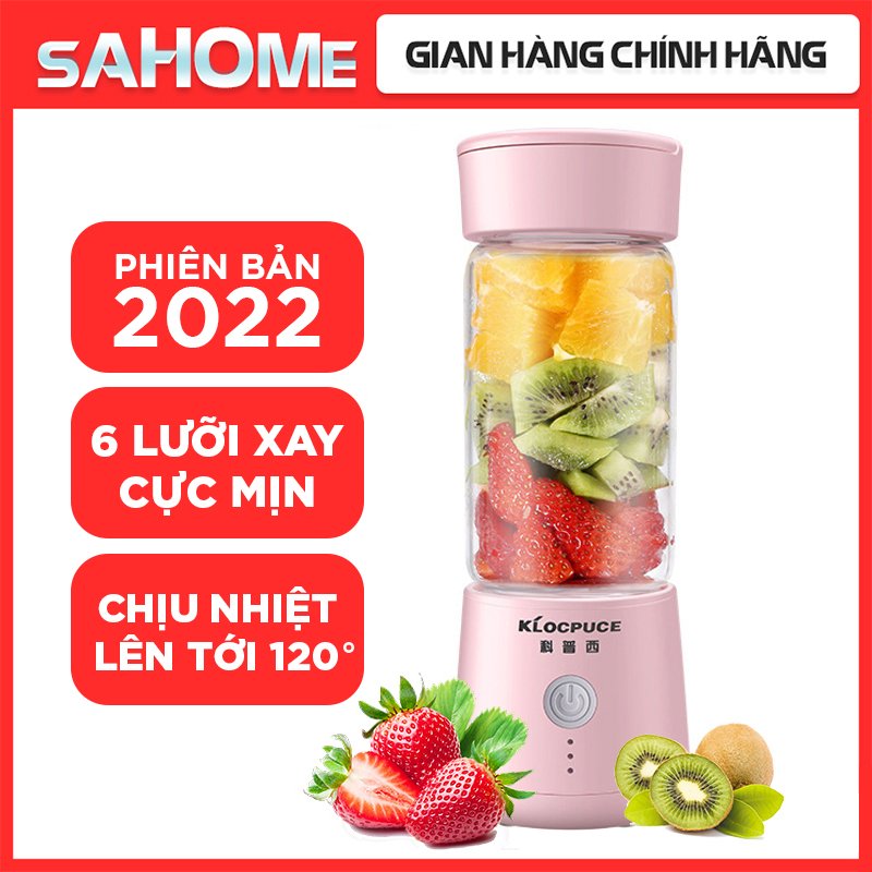[FREESHIP] Máy Xay Sinh Tố Cầm Tay K6 6 lưỡi Hồng SH36 Phiên Bản Mới Nhất 2022 Xay Cực Mịn, Cốc Thủy Tinh Chịu Nhiệt Lên Đến 120 Độ, Dung Lượng Pin Lớn - Sahome