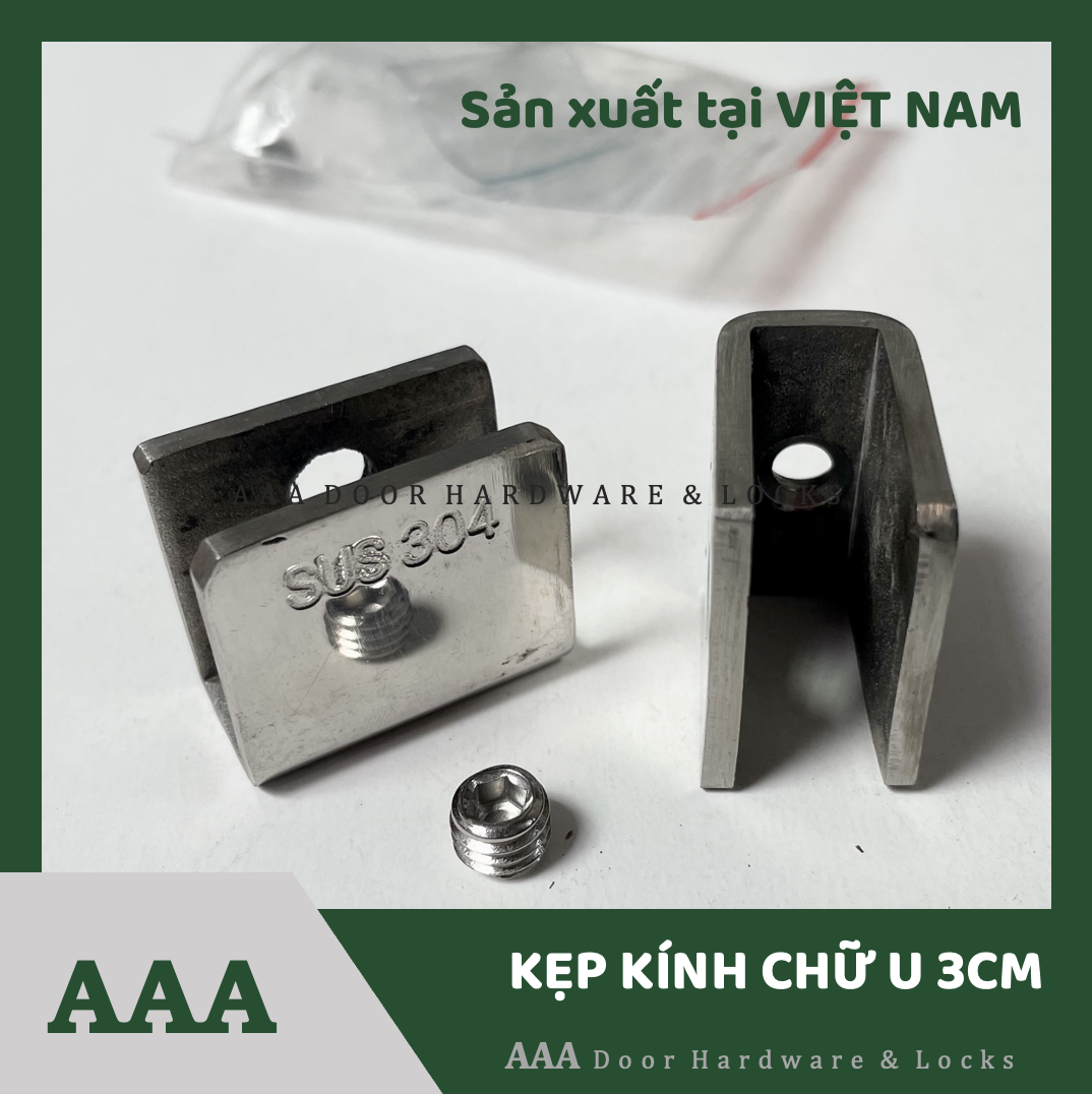 1 cái pát u 3cm inox 304 kính 8-12mm/ kẹp kính chữ u 3f - pát u kính bắt kính trong nhà tắm