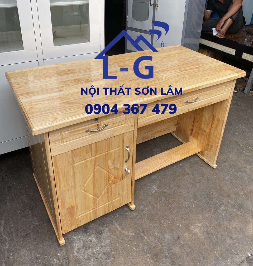 Bàn làm việc gỗ thông tự nhiên - bàn văn phòng bền đẹp