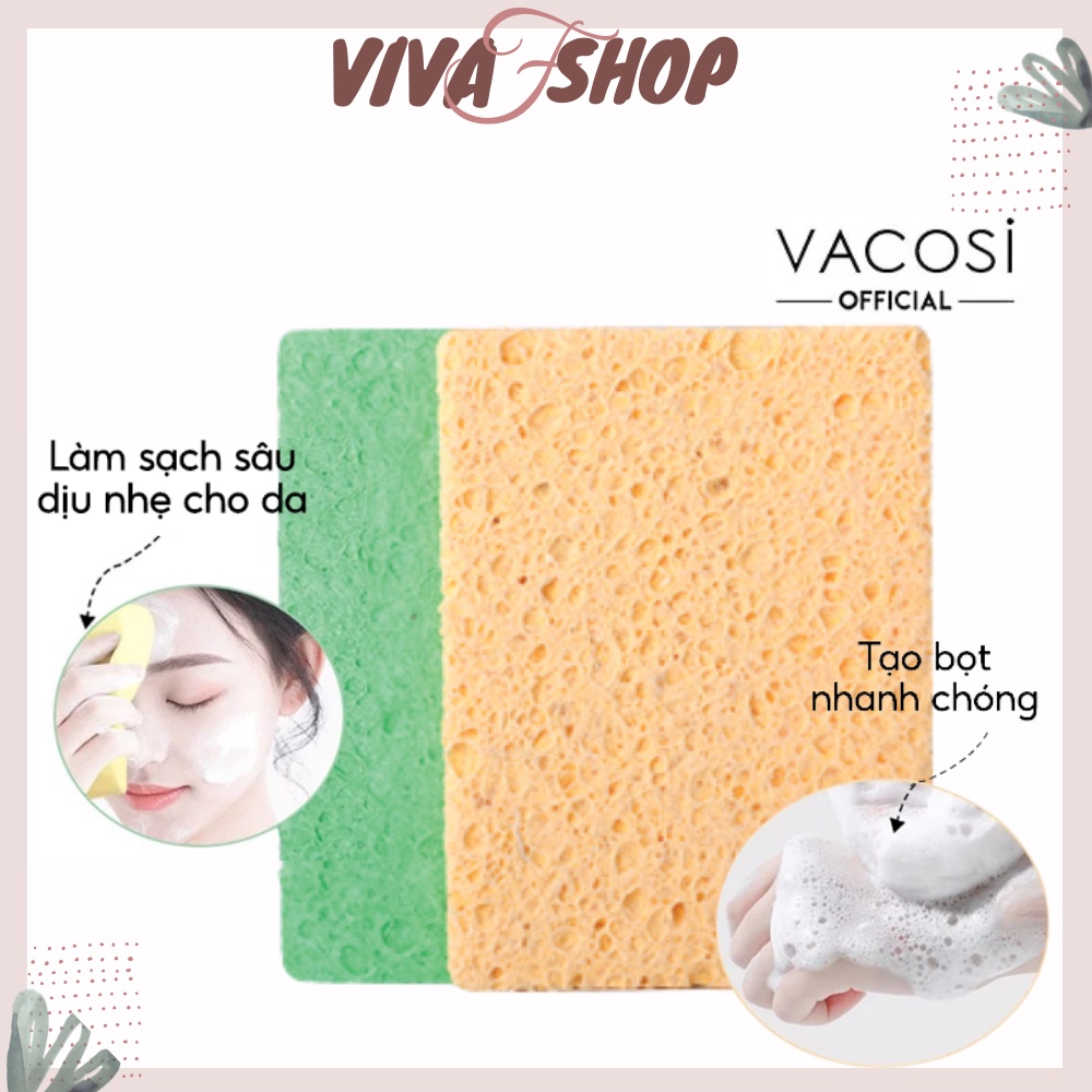 Set 2 miếng bông nở rửa mặt Vacosi BN01