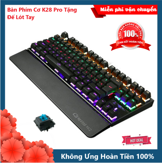 Bàn Phím Cơ K28 Pro 10 Chế Độ Led Chơi Game Siêu Đỉnh Tặng Kèm Kê Tay Phím Cơ Gaming Máy Tính Cho Laptop PC Sử Dụng Blue Switch Loại Cao Cấp