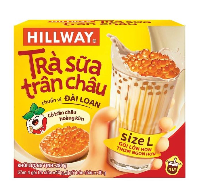 Hộp Trà Sữa Trân Châu Hoàng Kim - Hillway - Size L(4 gói trà sữa & 4 gói trân châu)