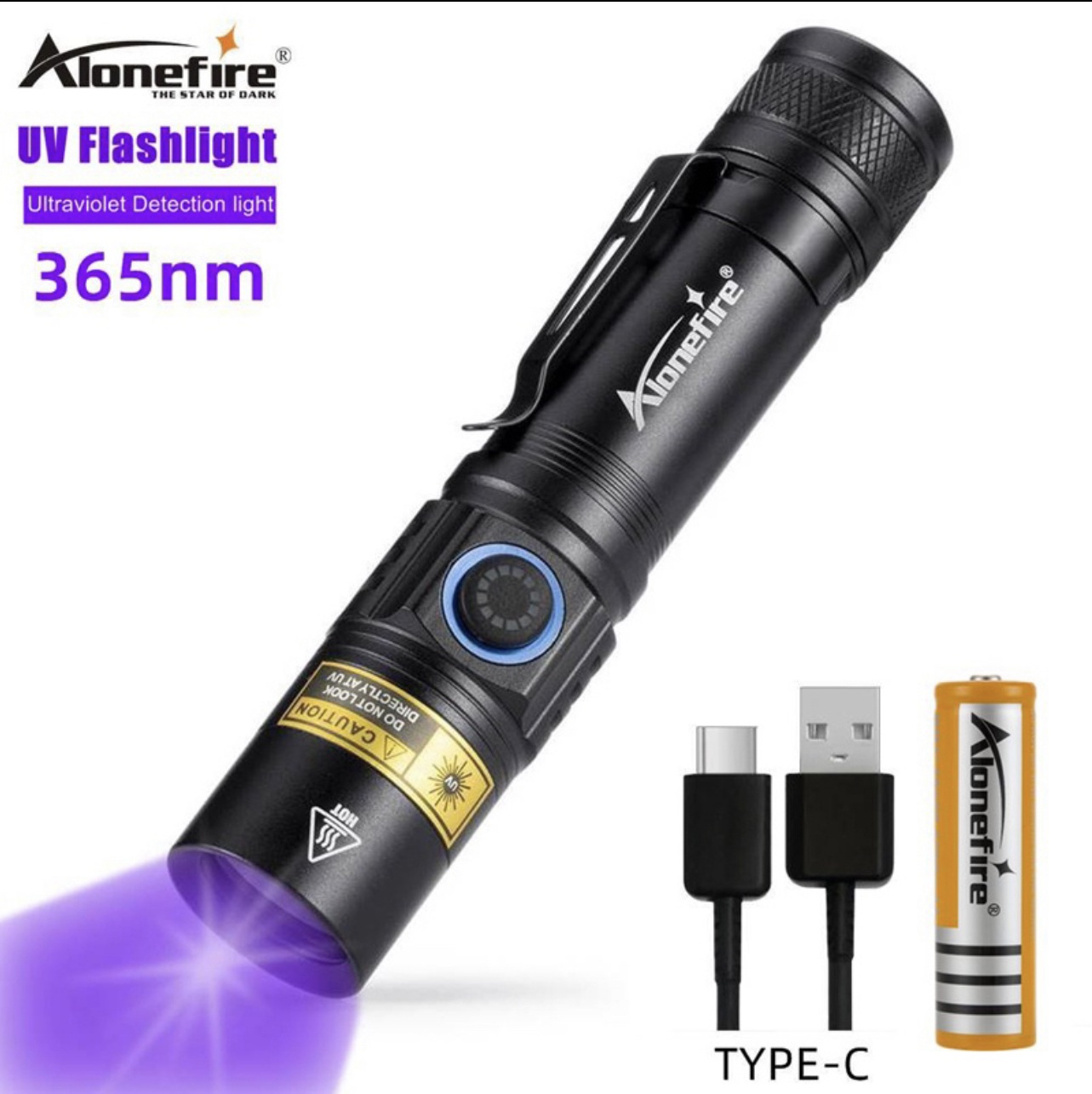 Đèn pin uv/đèn cực tím 365nm có lọc sáng - thương hiệu alonefire