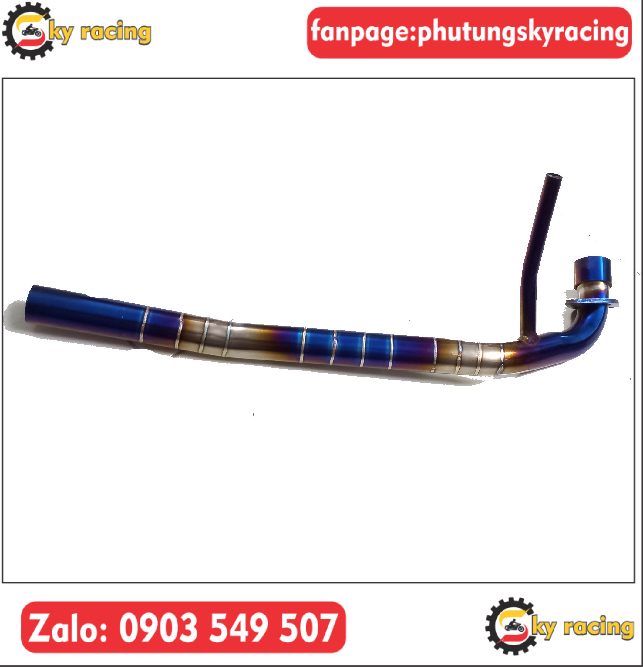 Cổ pô inox 304 lên màu titan dành cho xe Sirius (có ống hơi)