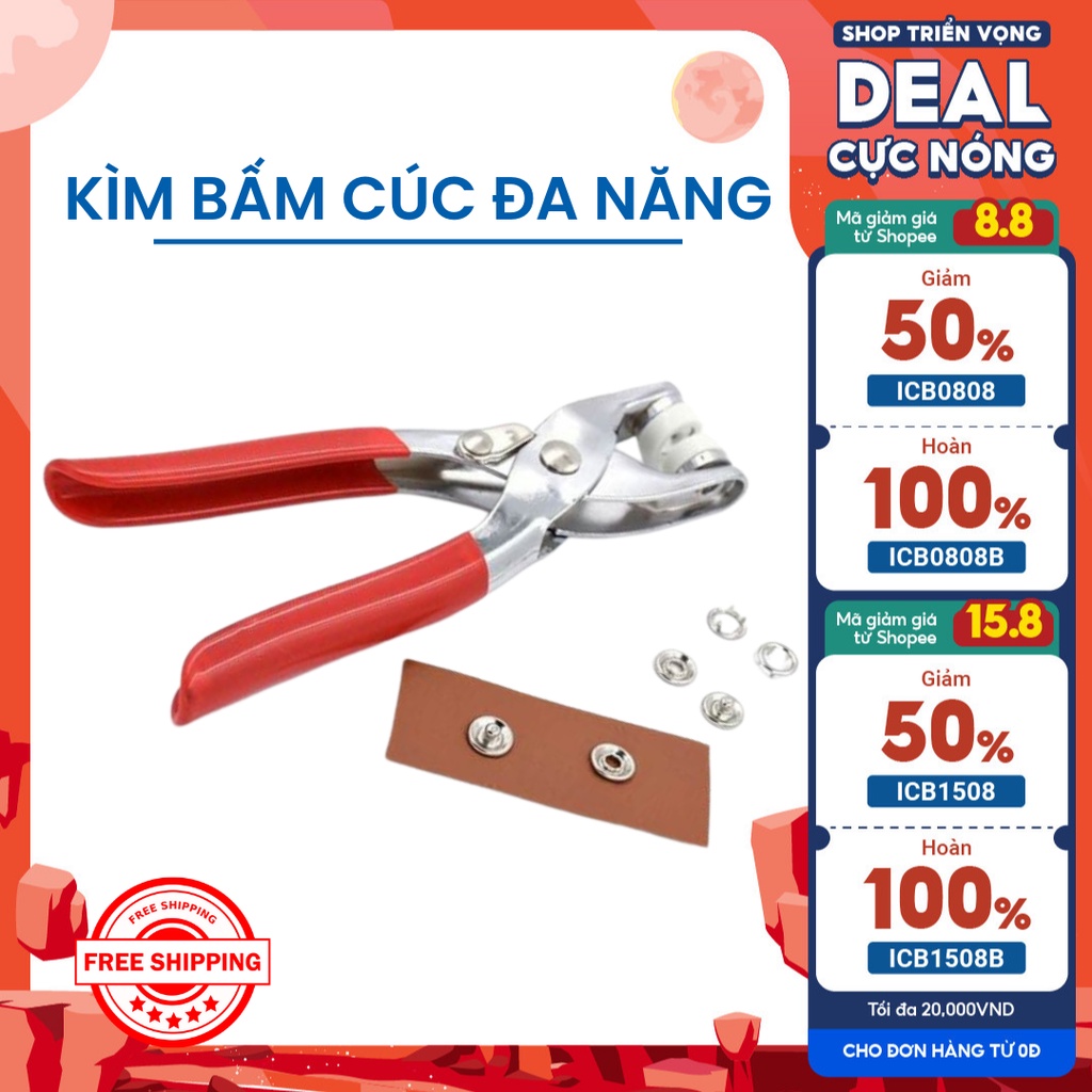 Kìm bấm cúc đa năng làm bằng kim loại, kìm bấm cúc sắt thông minh, tiện lợi