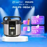 Nồi Áp Suất Điện Tử Philips HD2136/66, 5 Lít-Ngon Hơn, Tốn Ít Thời Gian Hơn-Lòng Nồi Hợp Kim Nhôm Bền Giúp Dẫn Nhiệt Hiệu Quả Hơn.-Hàng Phân Phối Chính Hãng