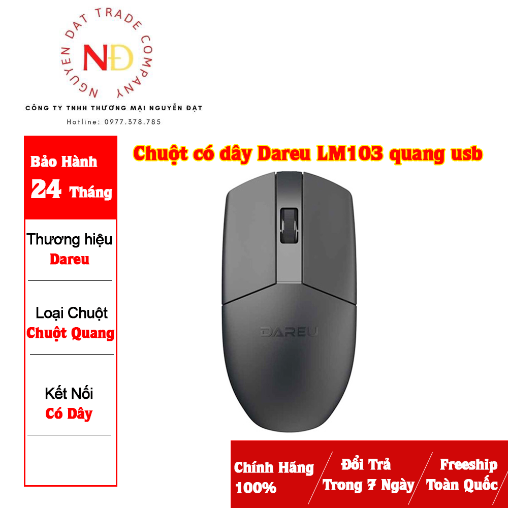 [Chuột Giá Rẻ] Chuột có dây Dareu LM103 quang usb Chính hãng,Bảo hành 24 tháng