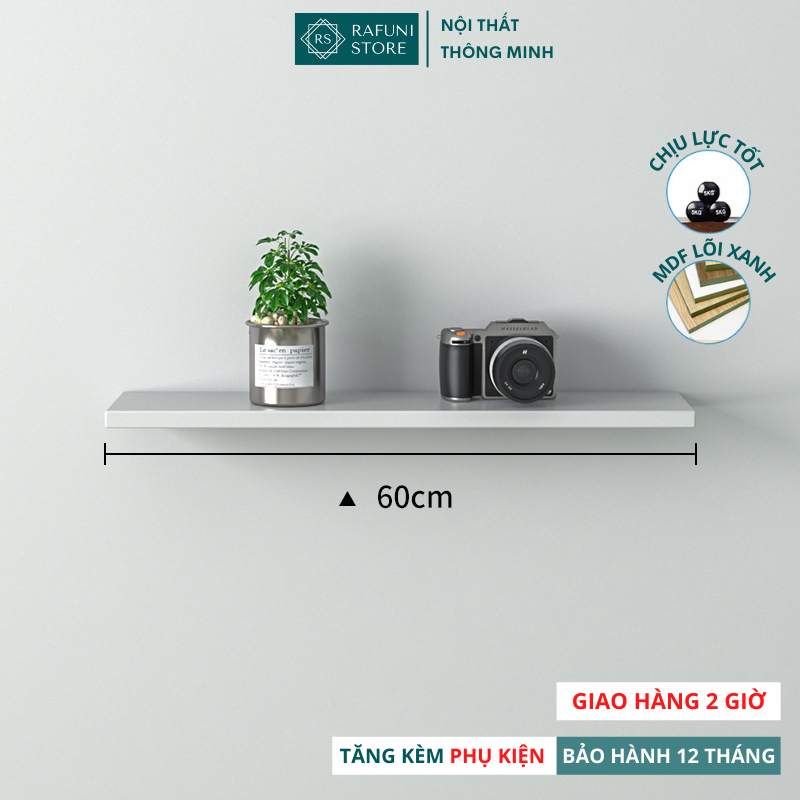 Kệ Gỗ Thanh Ngang Treo Tường Rafuni Kích Thước Chiều Dài 60cm, Phù Hợp Với Nhiều Phong Cách (Tặng Kèm Phụ Kiện Và Hướng Dẫn Lắp Đặt)