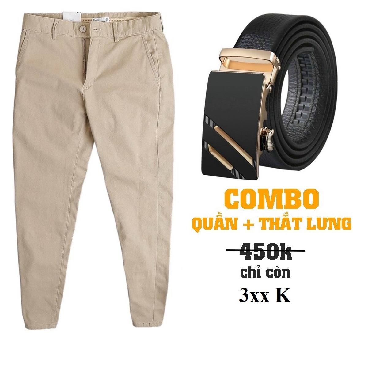 Quần Kaki Doki Vàng kem Cao Cấp, Quần Kaki Dáng Ôm Đứng Chất Vải Co Giãn Dày Dặn, Không Nhăn Bai Nhão Xù - DKC