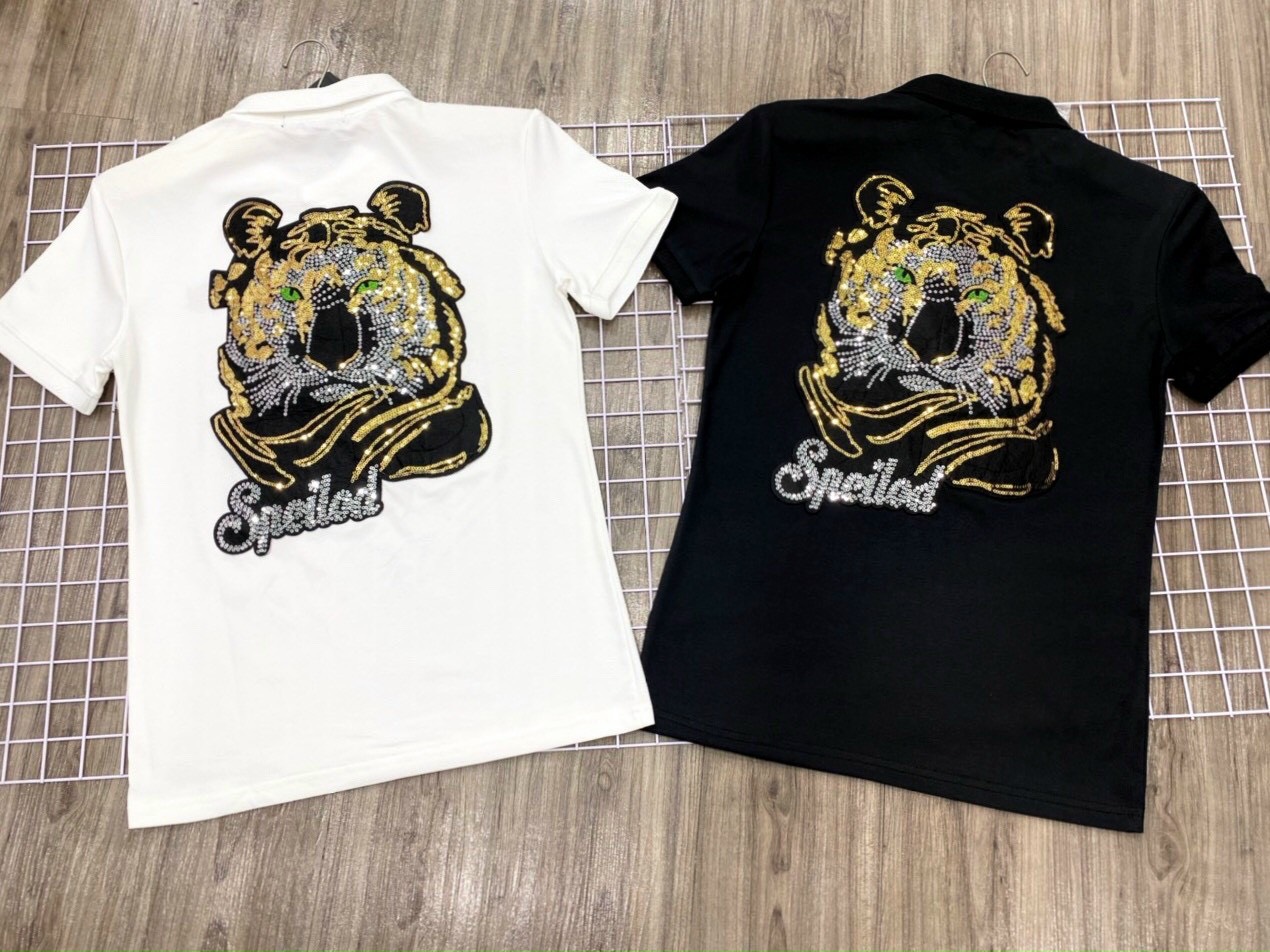 [HCM]Áo Thun Nam Cổ Trụ Áo Polo Nam Đính Kim Sa Hình Hổ Speilod Nổi Bật Chất Vải Thun Cotton Co Dãn Không Phai Xù Hàng Y Hình Hỗ Trợ Đổi Size Nếu Không Vừa