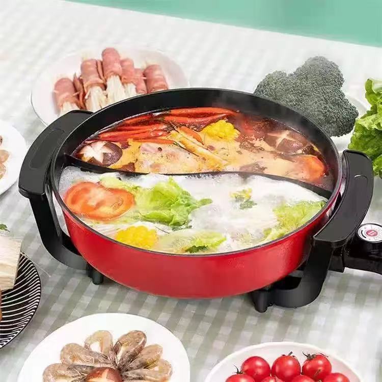 Nồi Nấu Lẩu Điện 2 Ngăn KWT-8805 Đa Năng Có Thể Chiên, Xào, Nướng