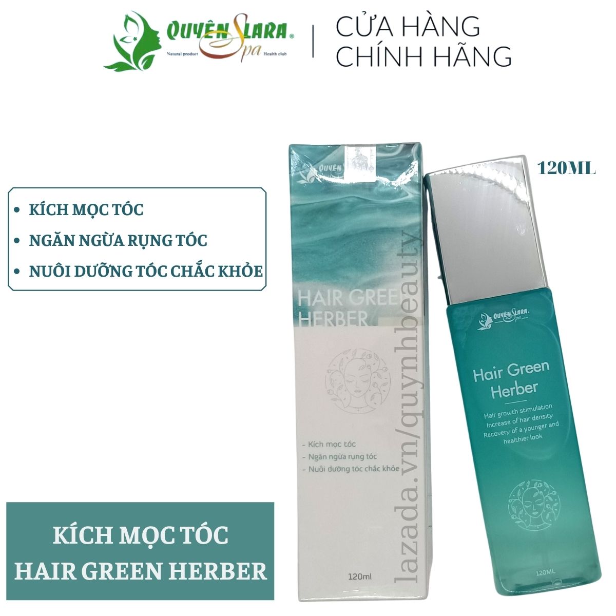Chai Xịt Kích Mọc Tóc Nhanh-Giảm Rụng Tóc-Dưỡng Tóc Dài Nhanh Hair Green Herber Quyên Lara Chính Hãng 120ml