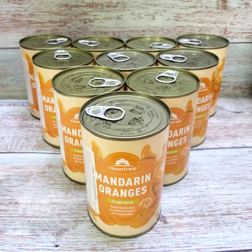 SET 10 Lon MANDARIN 425gr - QUÝT NGÂM NƯỚC ĐƯỜNG COUNTREE Mandarin Oranges in Light Syrup