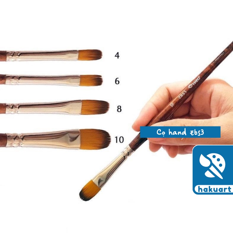 Cọ vẽ màu nước Hand ZBS3 đầu dẹt oval - Họa cụ Hakuart